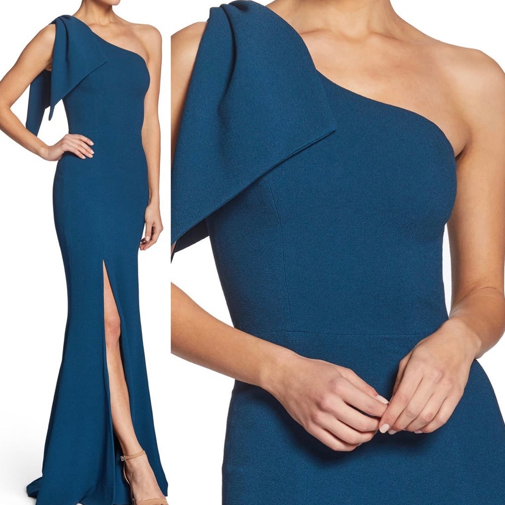 One shoulder dress with leg slit
